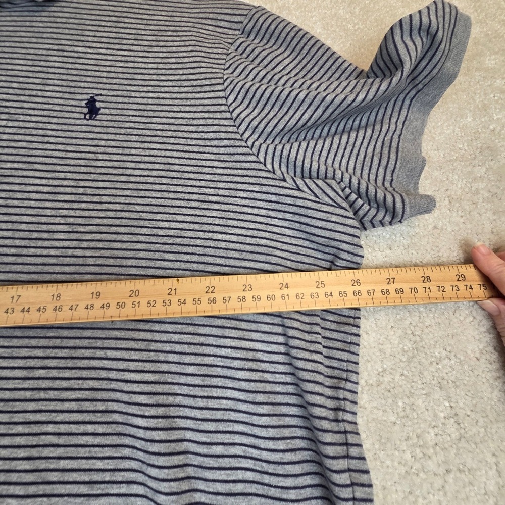 Polo Ralph Lauren Shirt Mens XXL Gray Navy Stripe Short Sleeve Pony Cotton - Picture 5 of 8